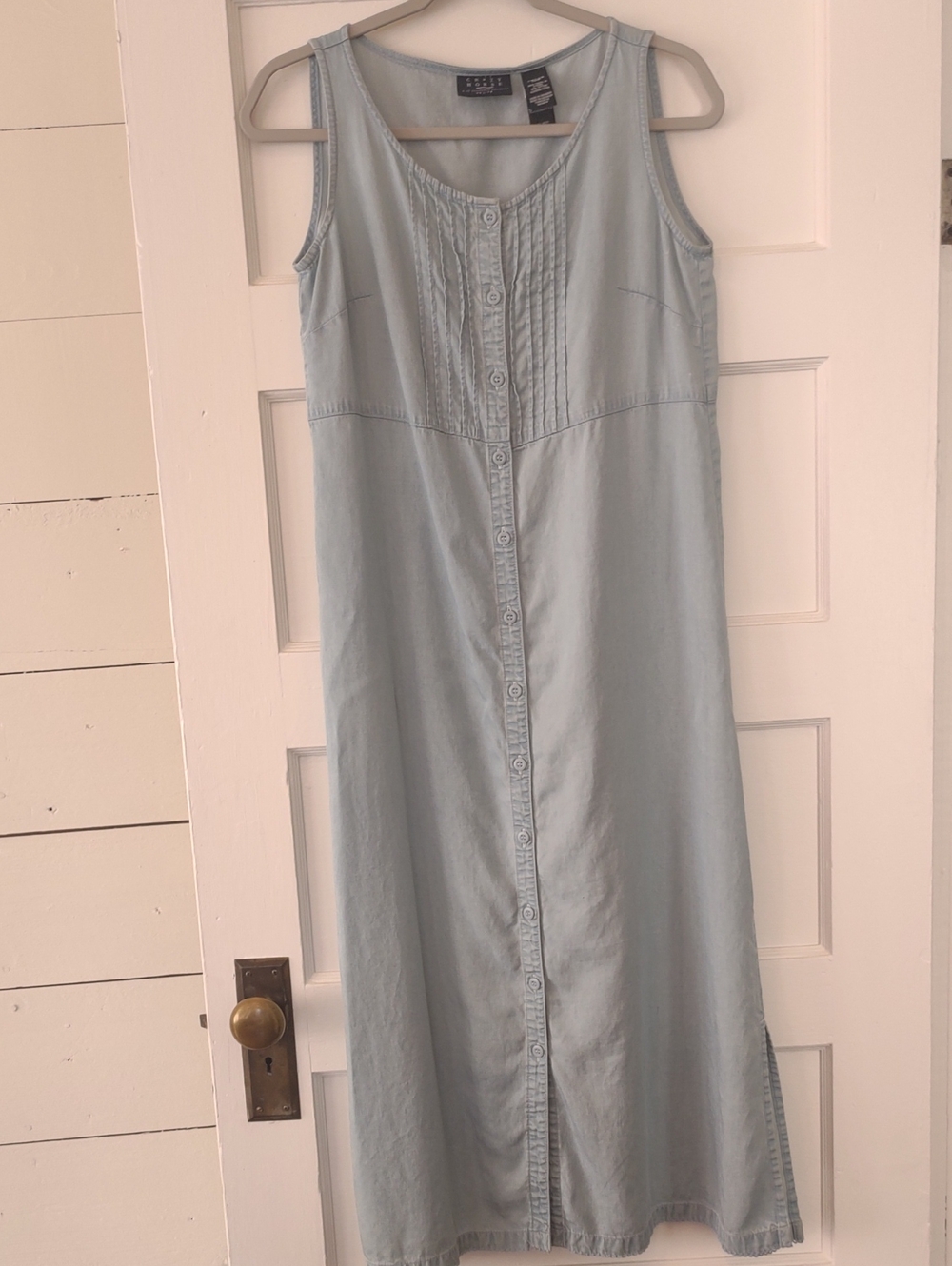 Crazy Horse By Liz Claiborne Light Blue Denim Sleeveless Button-Front Maxi Dress